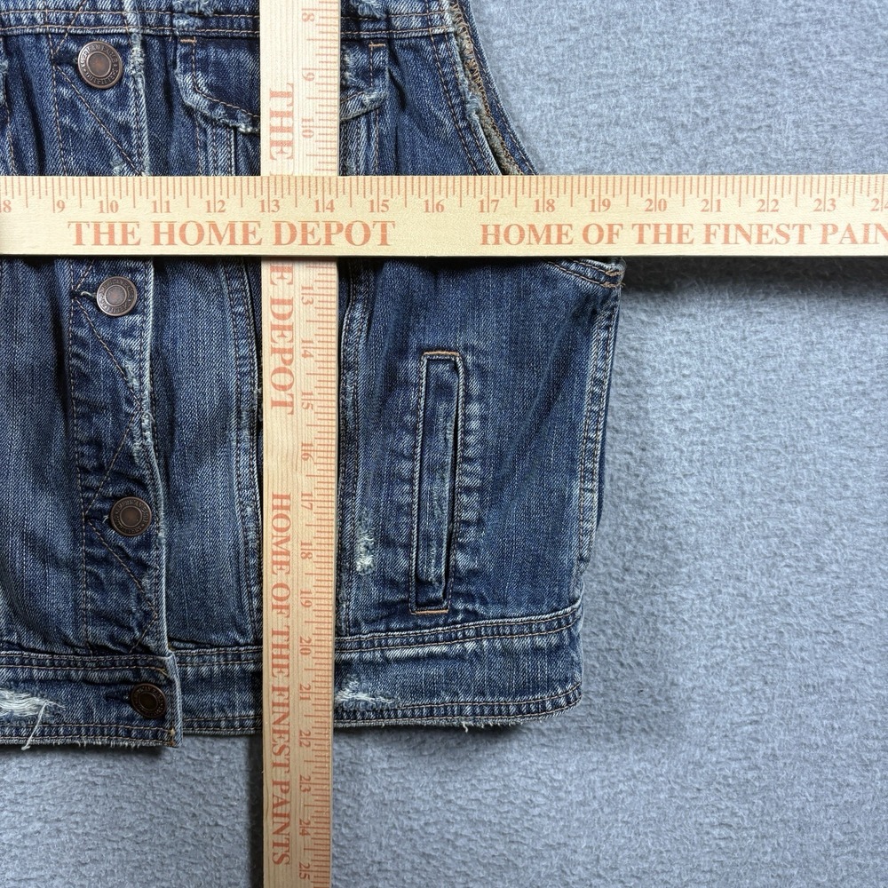 ⁠American Eagle Distressed Denim Vest Womens XL NWT Blue Jean Sleeveless Jacket⁠ - Picture 6 of 6